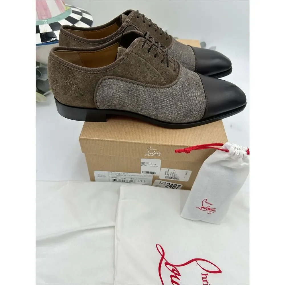 Men's Christian Louboutin Gregory velvet Twill and Leather Oxford's size 43.5